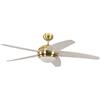 Pepeo Melton Ventilatore da Soffitto 13422010132_v2 con Telecomando Incluso, Rivestimento di Color Ottone, Pale Bianco, 132 cm