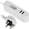 Electraline 70048 Prolunga Elettrica Portatile/Adattatore da Viaggio Europa (Tipo C) a UK (Tipo J)/Caricatore Portatile Fast Charge con 2 USB 2.4A, Cavo 1,5M