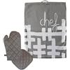 Laroom 13788 - Set Panno Cucina e muffole Forno Chef, Colore: Grigio Chiaro
