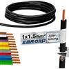 EBROM Cavo unipolare rigido - Cavo in PVC - H07V-U 1,5 mm² - Colore: nero 10 m/15 m/20 m/25 m/30 m/35 m/40 m/45 m/50 m/55 m/60 m fino a 100 m a scelta