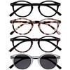 OPULIZE Zen 4 Pacco Occhiali Da Lettura Con Lettore Sole Nero Marrone Cristallo Piccolo Uomo Donna RRRS24-11T2C +3,50