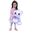 By dino Grande Peluche Orso Panda 45cm Bianco Viola Occhi Glitter Bambini Ragazzi