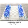 GENERAL TRADE SCACCHI SCACCHIERA BASE IN VETRO PEDINE LUCIDE E SATINATE BLU CM 19,5 X 19,5