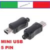 connettore a saldare Mini USB 5 pin maschio con custodia nero + passacavo