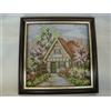 quadro mezzopunto RICO con cornice quadrata kit completo "CASETTA CON GIARDINO"