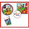 Disney KIT ADDOBBI FESTA COMPLEANNO TOPOLINO X8X16X24X32X40 PERSONE PIATTI BICCHIERI