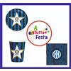 KIT ADDOBBI FESTA COMPLEANNO INTER X8X16X24X32X40 PERSONE PIATTI BICCHIER