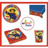 KIT ADDOBBI FESTA COMPLEANNO SAM IL POMPIERE X8X16X24X32X40 PERSONE PIATTO