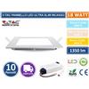 V-TAC SET 10 PANNELLI V-TAC FARETTO FARO LED VT-1807SQ ULTRA DA INCASSO 18W QUADRATO