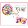 Disney KIT ADDOBBI FESTA COMPLEANNO PRINCIPESSE X8X16X24X32X40 PERSONE PIATTI BICCHIE