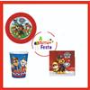 KIT ADDOBBI FESTA COMPLEANNO PAW PATROL X8X16X24X32X40 PERSONE PIATTI BICCHIER