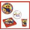 KIT ADDOBBI FESTA COMPLEANNO SAM IL POMPIERE X8X16X24X32X40 PERSON PIATTI