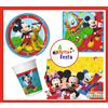 Disney KIT ADDOBBI FESTA COMPLEANNO TOPOLINO X8X16X24X32X40 PERSONE PIATTI BICCHIERI