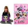 LOL Surprise Set Cuscino Cosmic Queen Ricamato Viola + Coperta Plaid 150x100cm