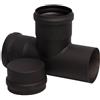 Aeffe Services Srl Raccordo a T nero in ghisa Ø 80 mm per stufa a pellet con tappo di condensa