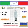 ARLUX lampadina votiva 12 o 24V LED E10 luce ambra, cimiteriale o per candeliere