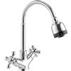EASILY Miscelatore Rubinetto Flessibile Manopole A Croce Cucina Lavello Ottone Roma