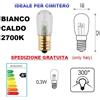 daylight lampadina votiva 12Vac - 24Vac LED E14 0,3W, cimiteriale luce bianco caldo