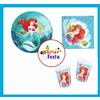 Disney KIT ADDOBBI FESTA COMPLEANNO ARIEL SIRENETTA X8X16X24X32X40 PERSON. PIATTI BIC