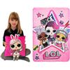 LOL Surprise Set Cuscino Snow Bunny Ricamato Rosa + Coperta Plaid 150x100cm