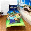 Minecraft Set 2pezzi Letto Singolo Copripiumino 140x200cm,Federa Biancheria