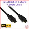 Link Cavo HDMI 1.5 Metri 4k Cavetto Maschio Sky Cable Decoder Ps4 Monitor Pc 2.1 2.0