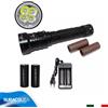 TORCIA SUBACQUEA 4 LED RICARICABILE SUB DIVING SCUBA WATERPROOF IMMERSIONE TORCH