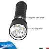 TORCIA SUBACQUEA RICARICABILE TRE LED SUB DIVING SCUBA TORCH BATTERIE 26650