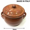 Pentola Tegame Bombata In Terracotta Con Manici E Coperchio 18cm hmj