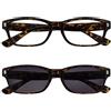 OPULIZE Marrone Tartaruga Lettori Con Uv400 Lettore Sole Valore Pacco Doppio Uomo Donna Rs10-2 +1,00-70 Gr