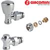 Giacomini Kit valvola e detentore cromato per termoarredo 1/2" + adattatori multistrato 16