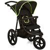 hauck Passeggino 3 Ruote Runner - Passeggino Ruote Grandi Ad Aria - Passeggino Leggero 22 kg Portata, Reclinabile, Regolabile - Finestra di Ventilazione, Cesto XL Fino a 3kg - Nero, Giallo Neon