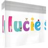 Little Helper Souvenir decorativo in acrilico trasparente lucido come Diamante Stile Illustrativo colorato con il nome di Giovane Ragazza Lucie 7,4 x 10,5 x 2 cm piccolo