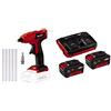 Einhell Pistola Incollatrice a Batteria TE-Cg 18 Li-Solo Power X-Change, Li-Ion, 18 V, Max. 170 °C, Pronta per l'Uso in 120 Secondi, Incl. 5 Stick Colla + 2X 3,0Ah & Twincharger PXC Starter Kit