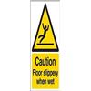 Vsafety - Cartello in plastica rigida da 1 mm, con scritta Caution Floor Slippery When Wet - Ritratto, 200 mm x 300 mm