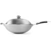 HENDI 239773 - Padella Wok in acciaio inox con manico, Acciaio Inossidabile, ø360x180mm