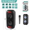 Arrango Cassa Acustica Amplificata Portatile Bluetooth FM USB Aux Luci con Microfono 60W