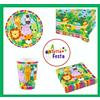 Amscan KIT ADDOBBI FESTA COMPLEANNO GIUNGLA NEW X8X16X24X32X40 PERSONE PIATTI BICCH