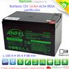 ANFEL Batteria Ermetica Ricaricabile al Piombo 12V Volt 14Ah per bici elettriche ANFEL