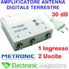 Metronic AMPLIFICATORE ANTENNA TV DVB-T2 ALIMENTATO DI LINEA DA INTERNO 2 OUT 30dB