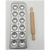 IMPERIA STAMPO PER 12 RAVIOLI TORTELLI CHEF CON MATTARELLO IN LEGNO RAVIOLAMP