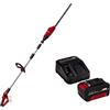 Einhell Tagliasiepi Telescopico a Batteria GE-HH 18/45 Li T-Solo (impugnatura principale inclinabile) + Power-X-Change Starter Kit, Caricabatteria e Batteria da 4000 mAh Li-Ion, Nero, Rosso
