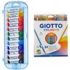 Giotto- Tubetti Tempera 7,5 ml-assortito-3025 00 (conf.12), 49658X & Stilnovo pastelli colorati in astuccio 24 colori