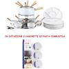 Kaufgut SET FONDUTA 29 PEZZI BOURGUIGNONNE EVA SMALTATO BIANCO FORCHETTE CIOTOLE PIATTI