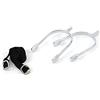 Covalliero Speroni con Cinghie per speroni, da Equitazione, Supporto per Equitazione, Coppia, da Uomo, Acciaio Inossidabile, Diametro Interno 30 mm, amazzone, Forma a Goccia