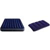 Intex 64755 Materasso Classic Downy King 183X203X25 cm con Tecnologia Fiber Tech & 68672, Cuscino Camping Unisex - Adulto, Blu, 43x28x9 cm, lega di acciaio