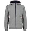 CMP Melange Stretch Fleece Sweatshirt with an Insert with a Flag, Man, Fumo Mel., 46