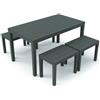 ‎Ipae-Progarden S.P.A. SET 5 PZ SAMOA ANTRACITE TAVOLO RETTANGOLARE + 4 PANCHE