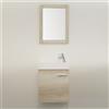 EUROCERAMICA Mobile sospeso bagno 45 cm rovere olmo con anta e specchio con cornice