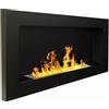 homeartarredo Camino bioetanolo biocamino da parete nero opaco 900x400 mm senza vetro